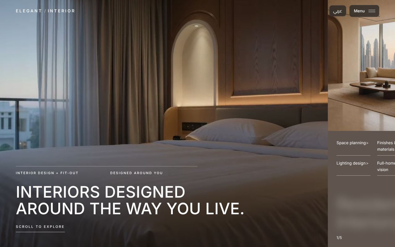 Elegant Interior Dubai cinematic website