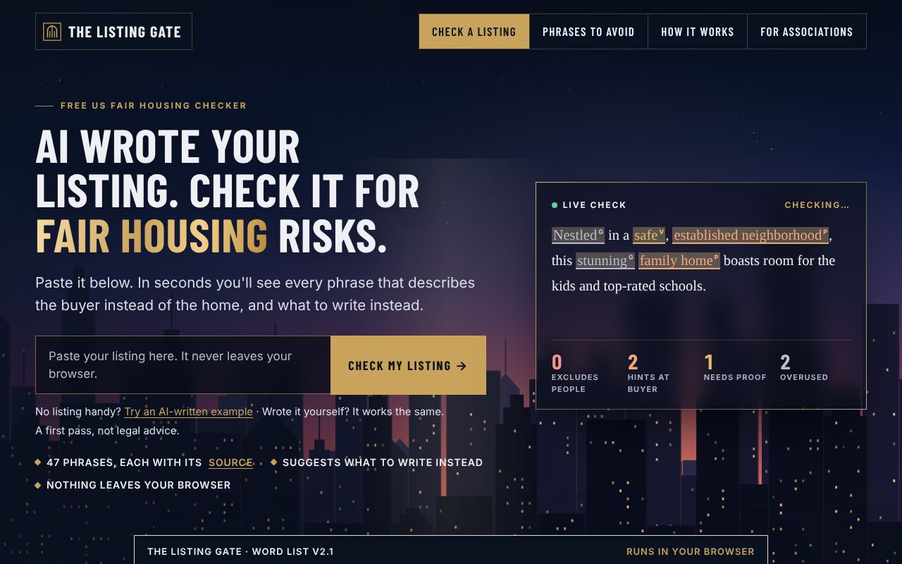 The Listing Gate website