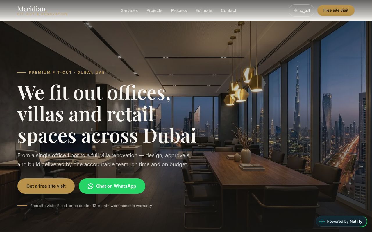 Meridian Fit-Out website